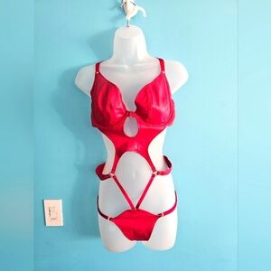 Honey Birdette Red Women's Cutout Lingerie Set